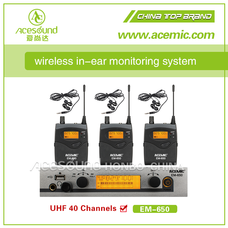 ACEMIC    - ̾  ý ũ EM-650  , ȸ  ̵ USB + MP3,3  * ű/ACEMIC Professional wireless in-ear monitor system microphone EM-6